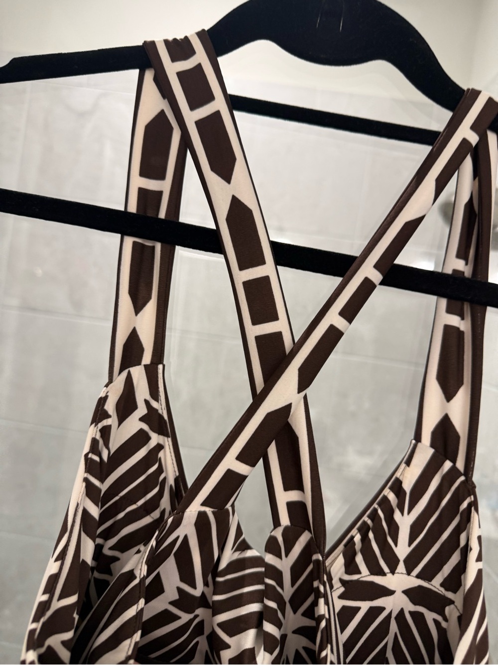 INC International Concepts Brown & Cream Geometric Maxi Dress - Picture 4 of 4
